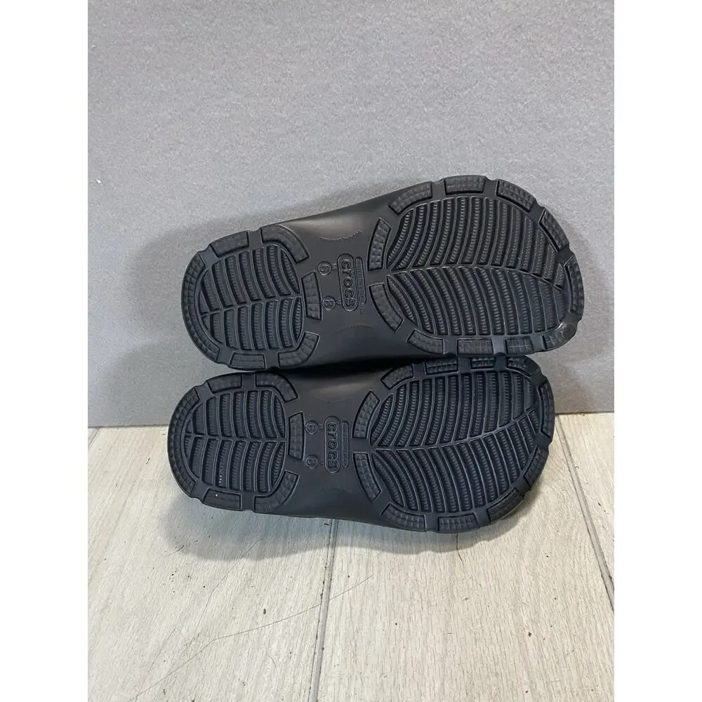 Crocs Fur Lined Slip On With Strap/Unisex/Black/Sz M6, W8 Dual Action Comfort